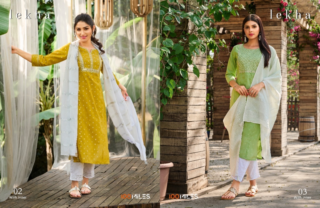 100-MILES-LEKHA-KURTI-PANT-WITH-DUPATTA-LATEST-CATALOGUE-3
