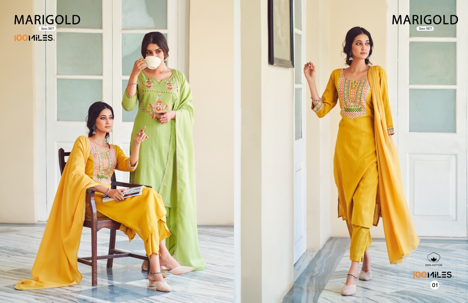 100-MILES-MARIGOLD-KURTI-PANT-WITH-DUPATTA-3PC-SET-NEW-CATALOGUE-2
