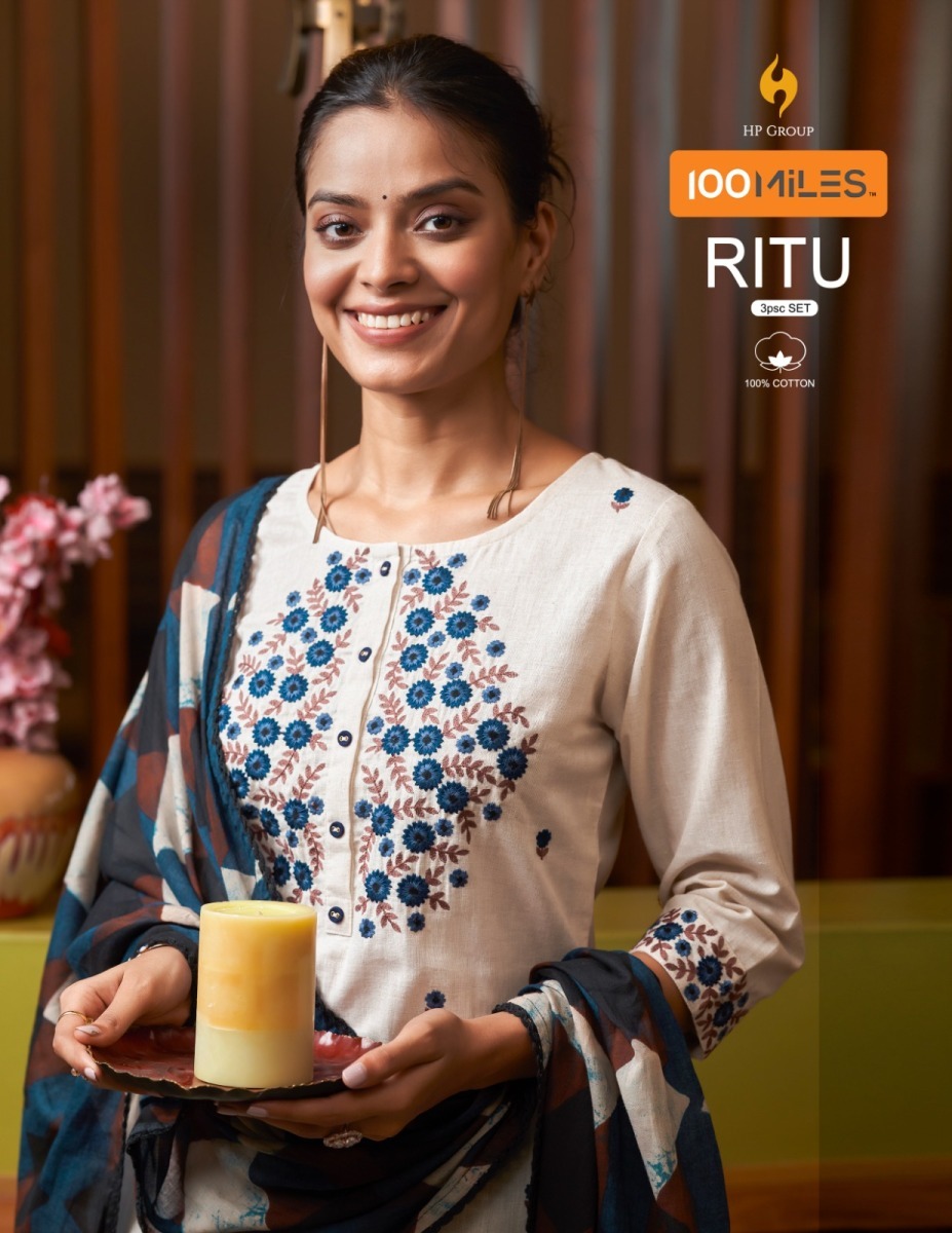 100-MILES-RITU-COTTON-KURTI-PANT-WITH-DUPATTA-3PCS-SET-NEW-CATALOGUE-1