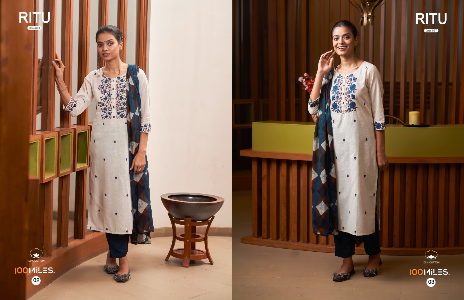 100-MILES-RITU-COTTON-KURTI-PANT-WITH-DUPATTA-3PCS-SET-NEW-CATALOGUE-2