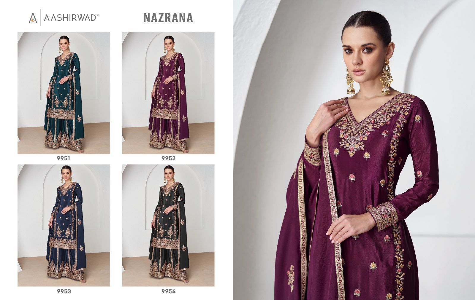 AASHIRWAD-NAZRANA-DESIGNER-CHINNON-SILK-SUIT-WHOLESALER-IN-SURAT-2