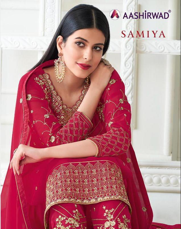 AASHIRWAD-SAMIYA-D.NO-8464-TO-D.NO-8467-GEORGETTE-SALWAR-SUITS-LATEST-CATALOGUE-1
