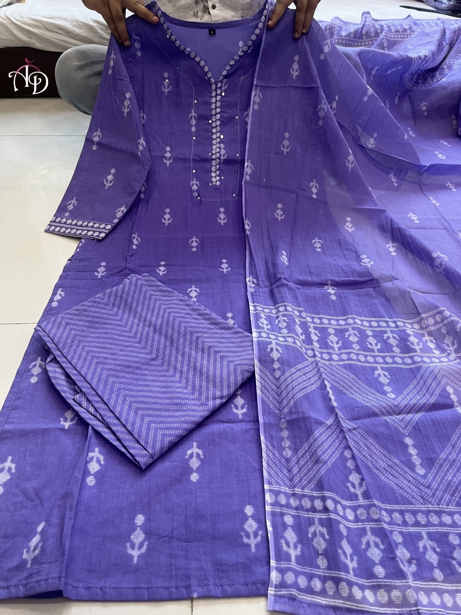 AKSHAR-DESIGNER-BLUE-COTTON-ALINE-KURTA-SET-2