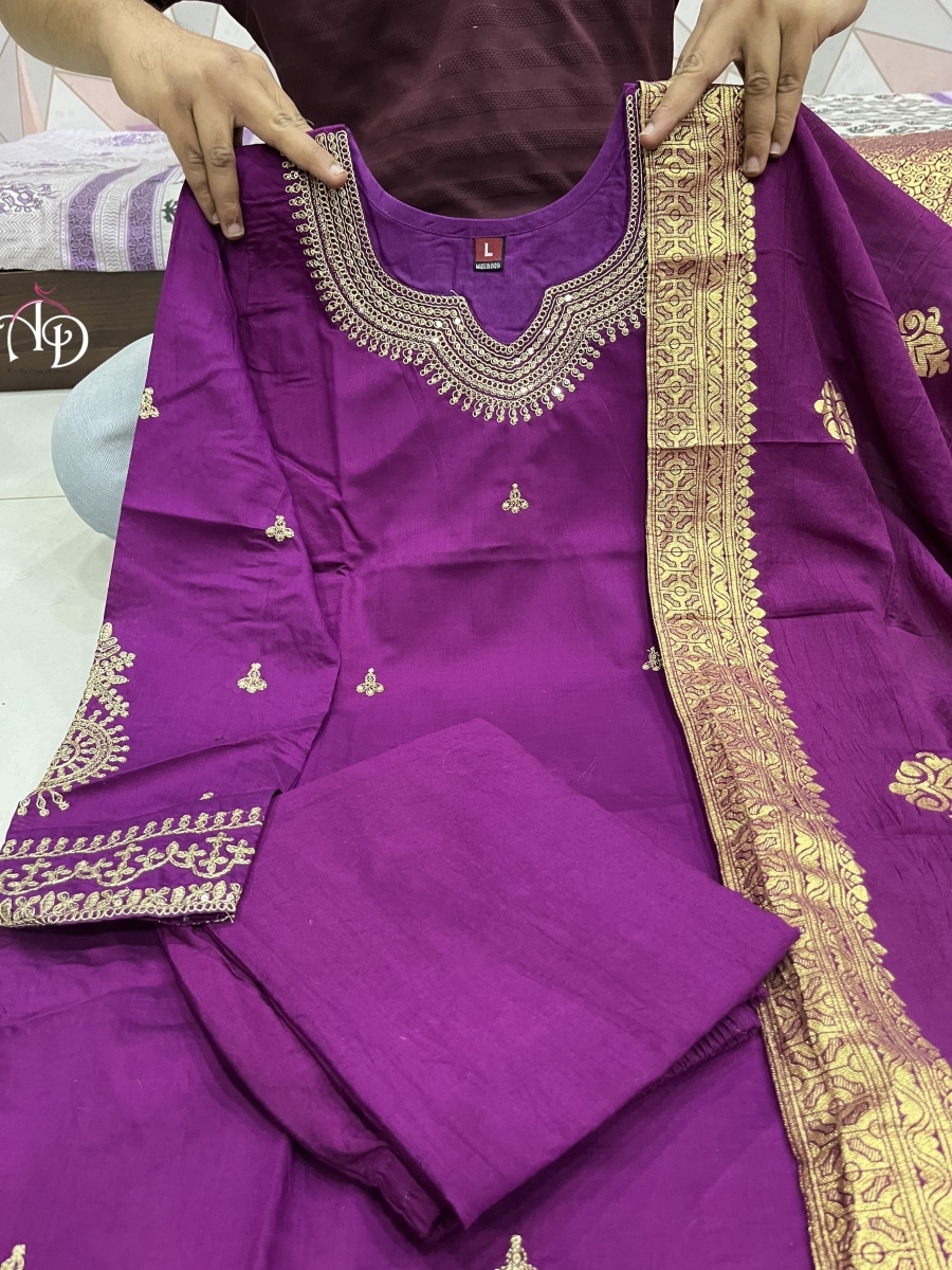 AKSHAR-DESIGNER-WINE-CHANDERI-SILK-SUITS-2