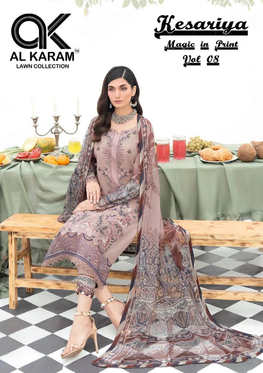 AL-KARAM-KESARIYA-MAGIC-IN-PRINT-VOL-8-PURE-CAMBRIC-KARACHI-SUITS-AT-SURAT-1