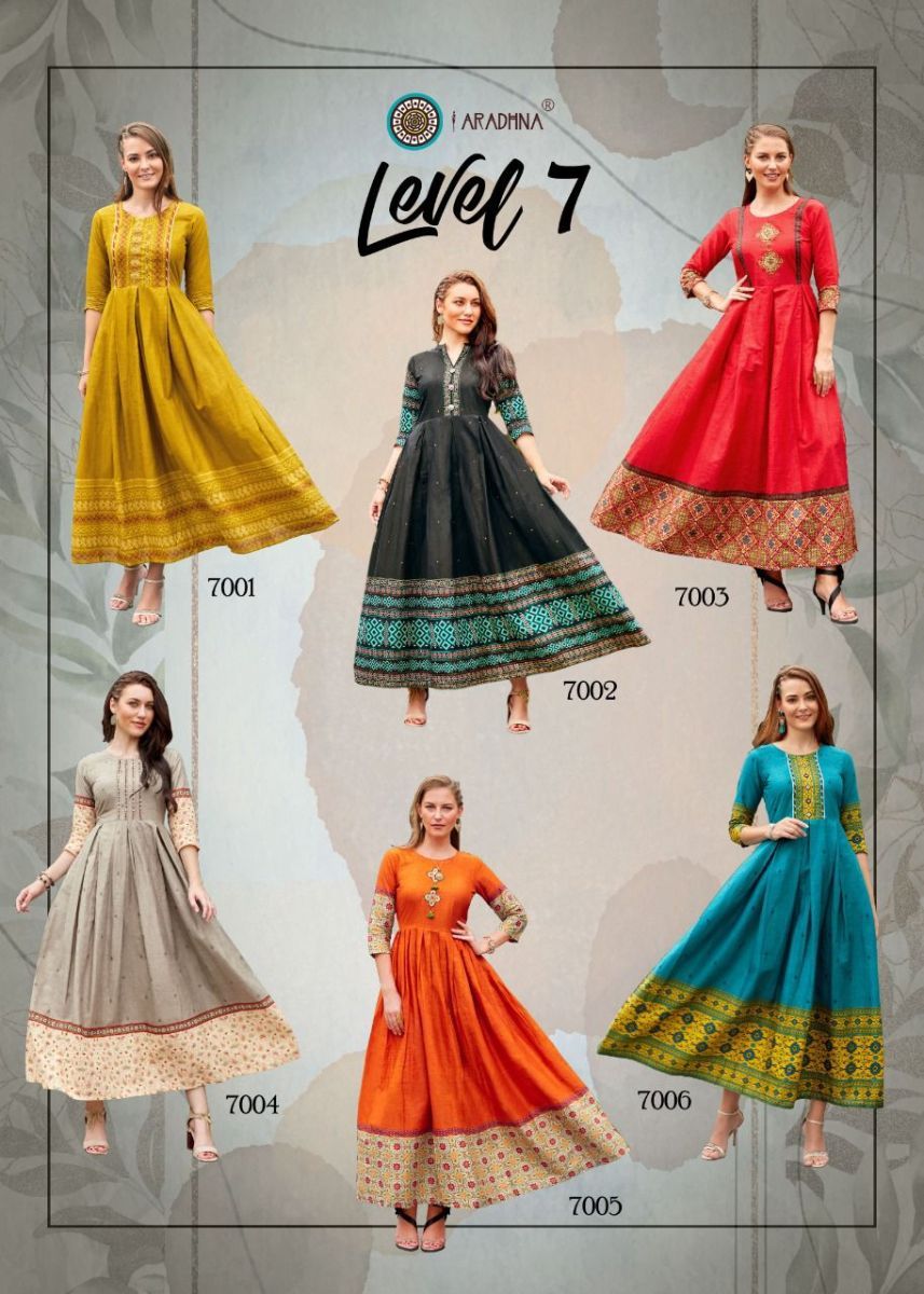 ARADHAN-LEVEL-VOL-7-COTTON-EMBROIDERY-GOWN-STYLE-KURTIS-AT-SURAT-4