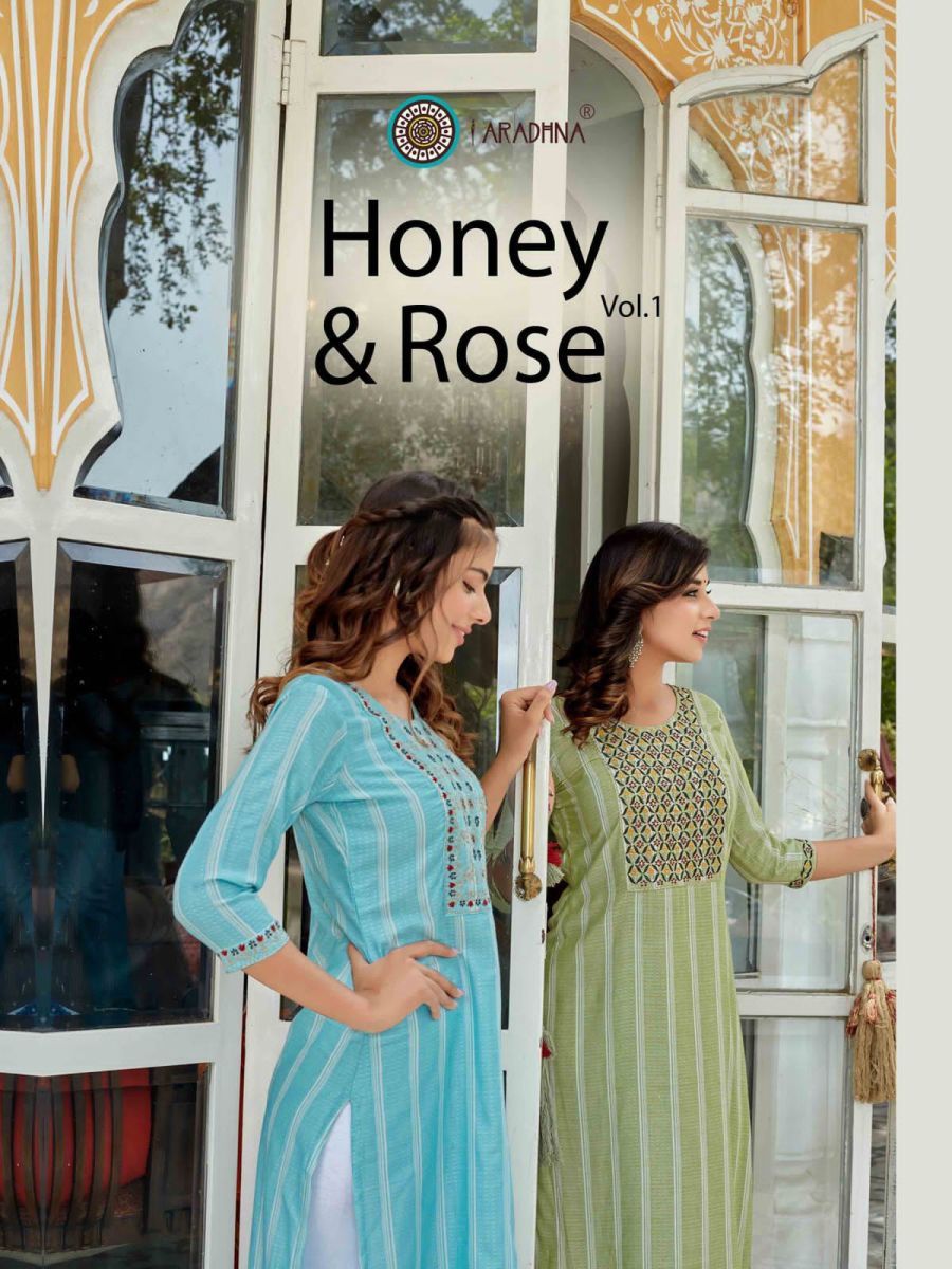 ARADHNA-HONEY-ROSE-VOL-1-VISCOSE-EMBROIDERY-KURTIS-WHOLESALER-SURAT-1