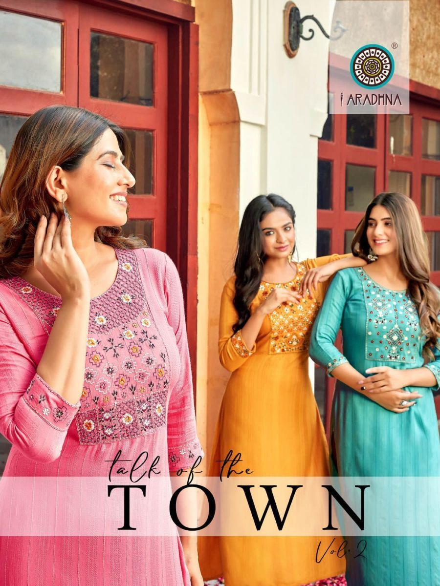 ARADHNA-TALK-OF-THE-TOWN-VOL-2-VISCOSE-EMBROIDERY-CASUAL-WEAR-KURTI-WHOLESALER-1