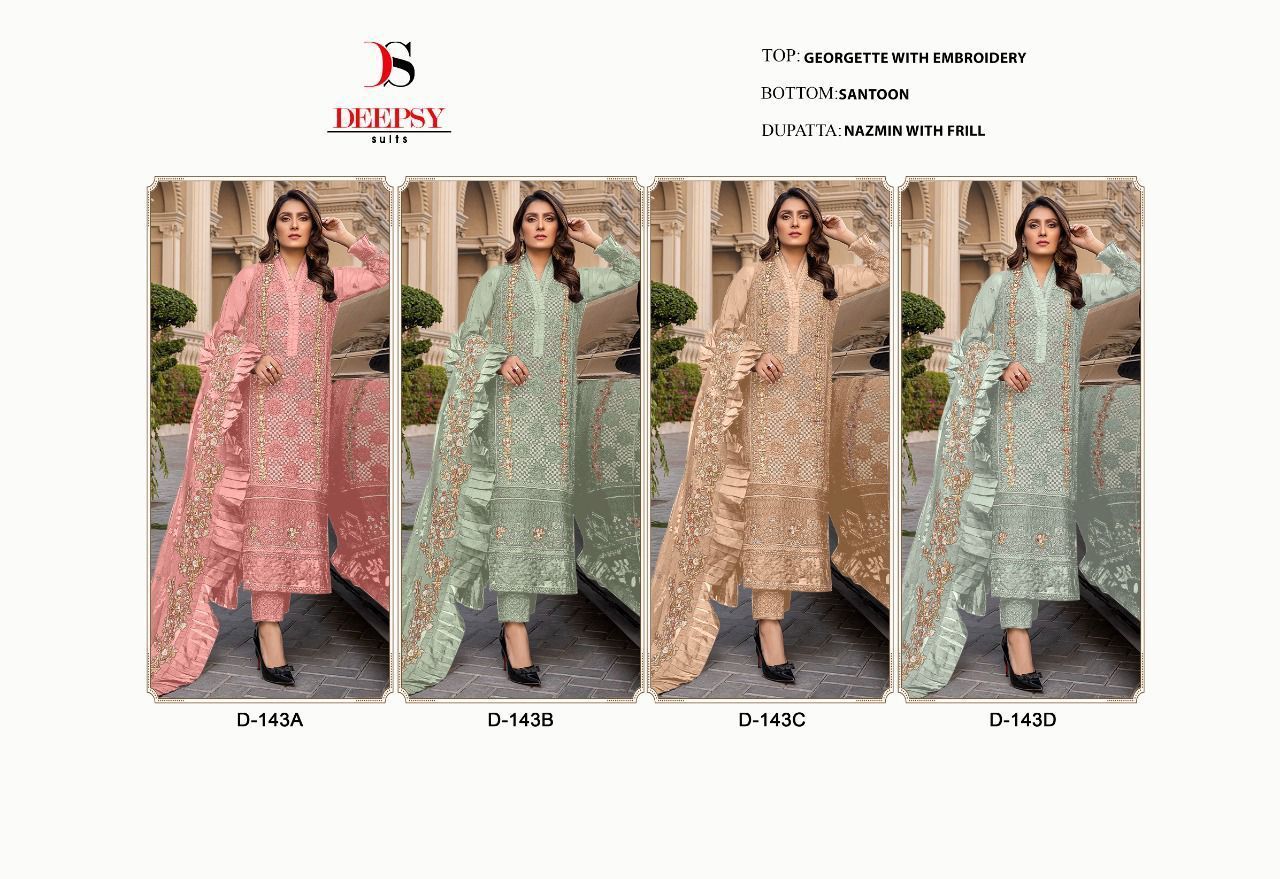 DEEPSY-SUITS-143-SERIES-GEORGETTE-WITH-EMBROIDERY-SUITS-WHOLESALER-SURAT