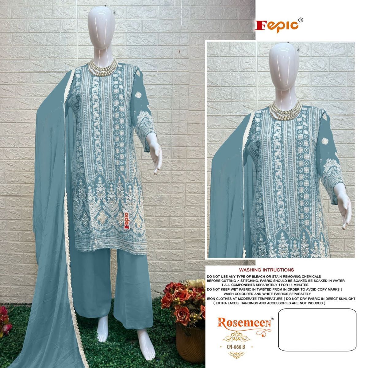 FEPIC-CRAFTED-NEEDLE-666-SERIES-KURTI-PANT-WITH-DUPATTA-AT-SURAT-2