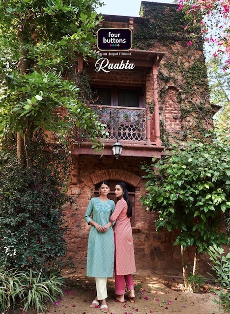 FOUR-BUTTONS-RAABTA-COTTON-KURTI-WITH-PANTS-WHOLESALER-SURAT-1