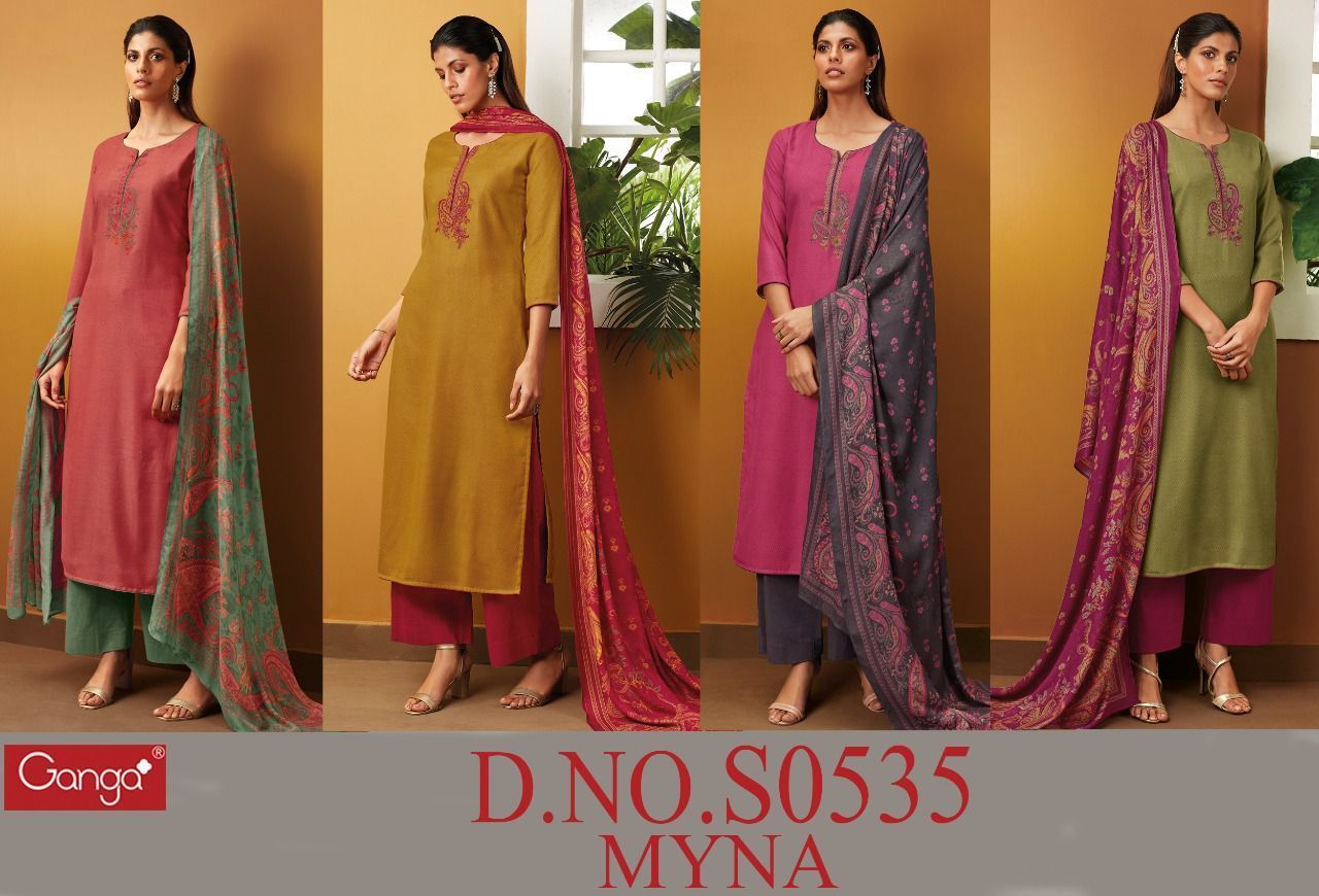 GANGA-MYNA-D.NO-S0535-WOOL-DOBBY-PRINTED-SALWAR-SUITS-WHOLESALER-10