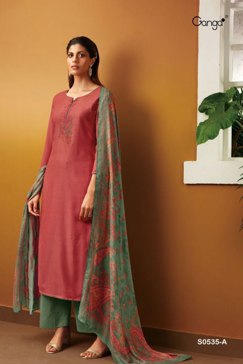 GANGA-MYNA-D.NO-S0535-WOOL-DOBBY-PRINTED-SALWAR-SUITS-WHOLESALER-5