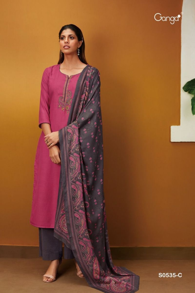 GANGA-MYNA-D.NO-S0535-WOOL-DOBBY-PRINTED-SALWAR-SUITS-WHOLESALER-7