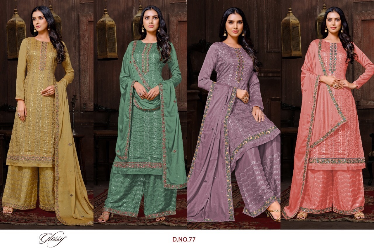 GLOSSY-D.NO-77-SALWAR-SUITS-WHOLESALER-SURAT-2