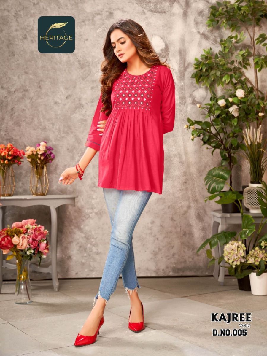 HERITAGE-KAJREE-VOL-2-DESIGNER-RAYON-SLUB-SHORT-KURTIS-9