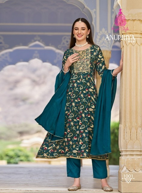 KAJAL-STYLE-ANUPRIYA-VOL-1-RAYON-GOWN-KURTI-PANT-WITH-DUPATTA-SUPPLIER-IN-SURAT-2