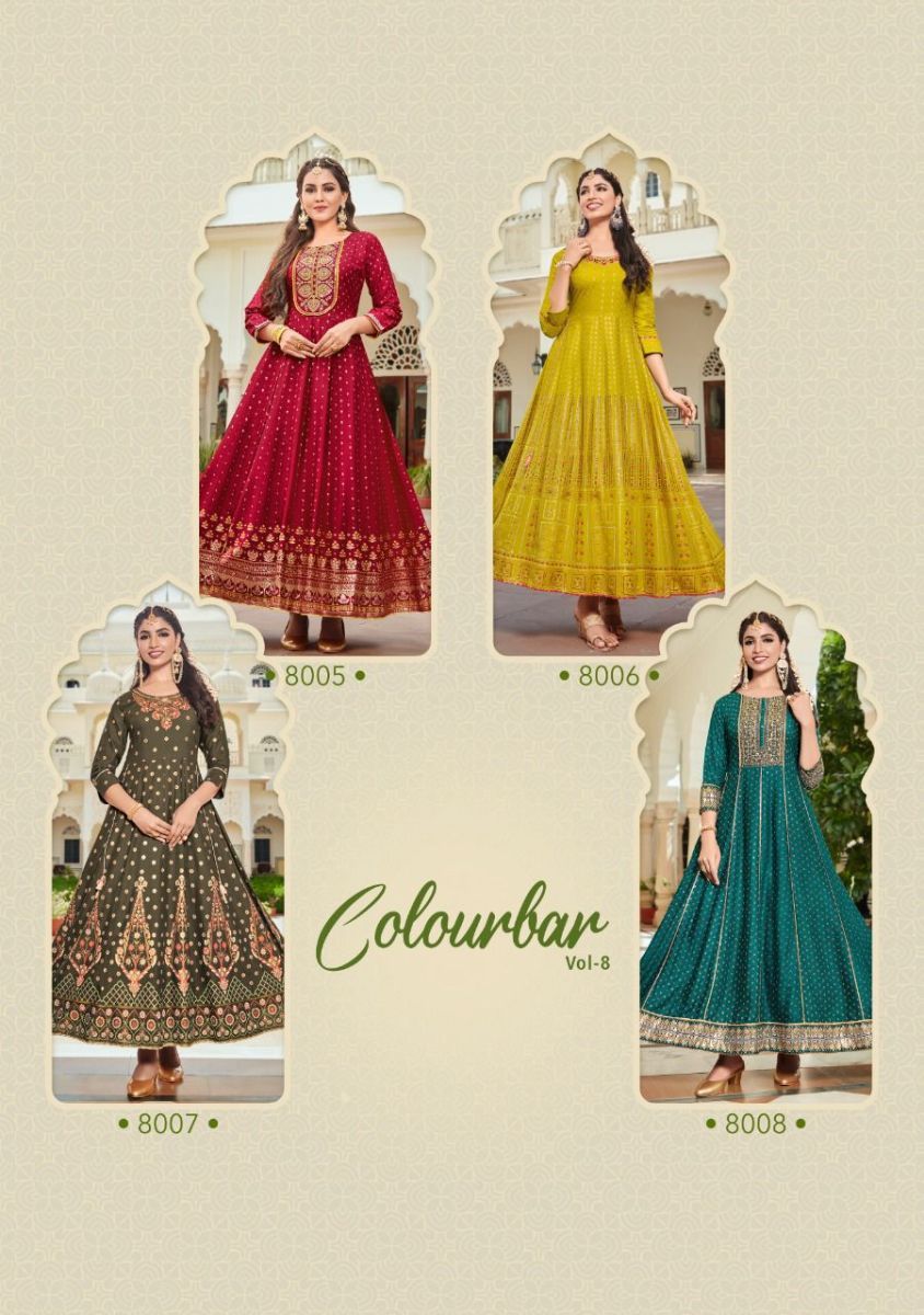 KAJAL-STYLE-COLORBAR-VOL-8-GOWN-STYLE-KURTIS-AT-SURAT-4