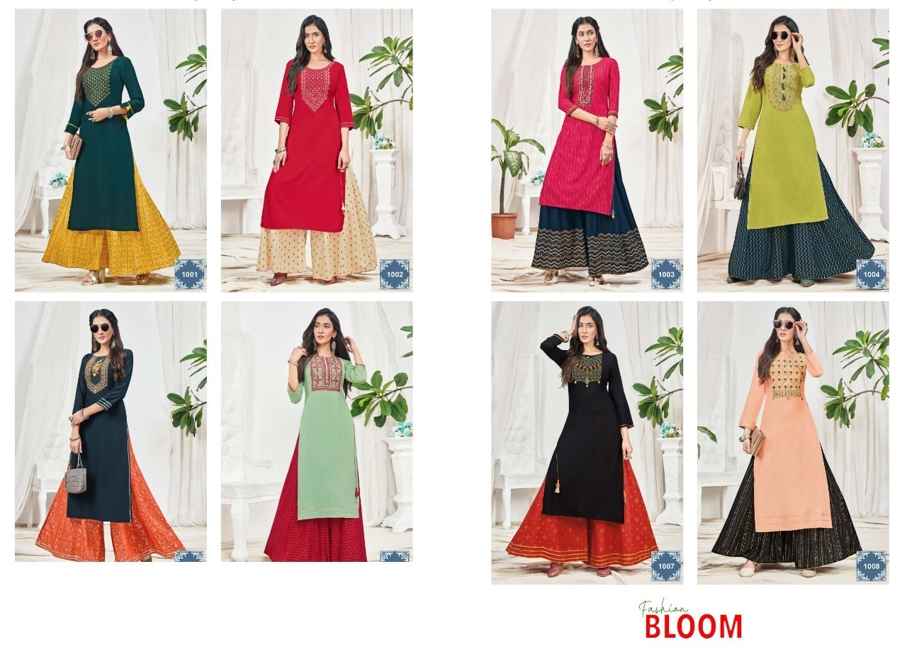 KAJAL-STYLE-FASHION-BLOOM-VOL-1-EMBROIDERED-KURTI-WITH-PLAZZO-SUPPLIER-JETPUR-1