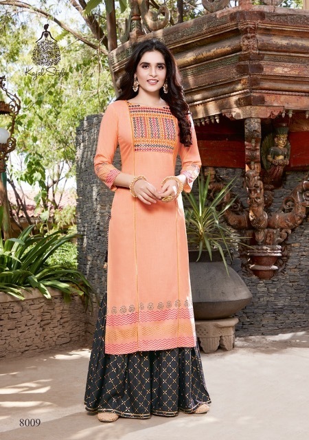 KAJAL-STYLE-FASHION-LABEL-VOL-8-REYON-KURTI-WITH-PLAZZO-SHARARA-WHOLESALER-10