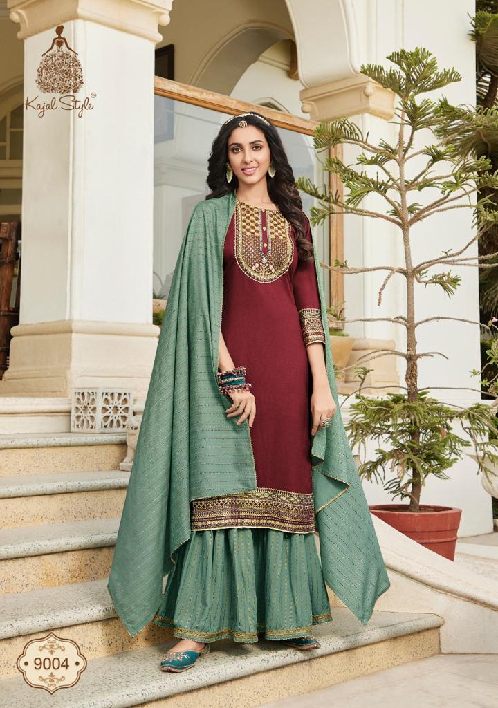 KAJAL-STYLE-GULZAR-VOL-9-RAYON-KURTI-SHARARA-WITH-DUPATTA-LATEST-CATALOGUE-6