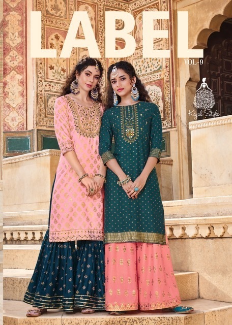 KAJAL-STYLE-LABEL-VOL-9-KURTI-WITH-SHARARA-AT-WHOLESALER-SURAT-2