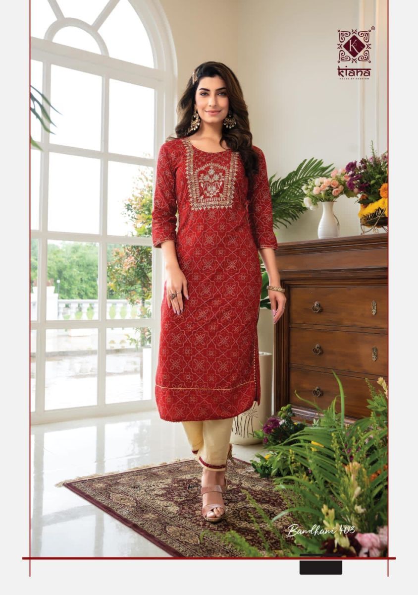 KIANA-BANDHANI-VOL-4-REYON-BANDHEJ-KURTI-WITH-PANT-WHOLESALER-SURAT-4