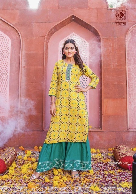 KIANA-BANDHANI-VOL-5-REYON-BANDHEJ-KURTI-WITH-PANT-WHOLESALER-SURAT-4