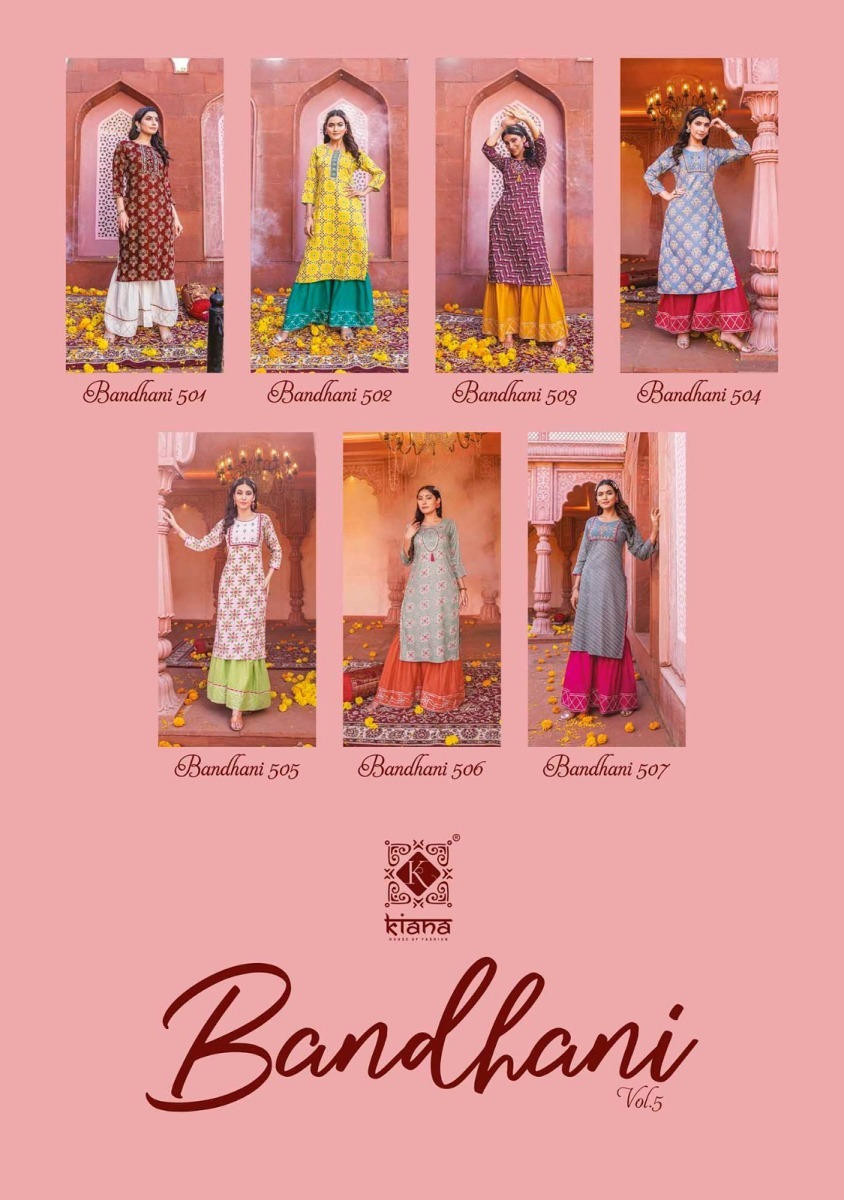 KIANA-BANDHANI-VOL-5-REYON-BANDHEJ-KURTI-WITH-PANT-WHOLESALER-SURAT-7