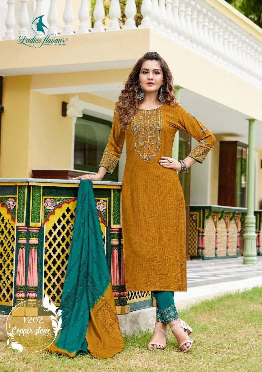 LADIES-FLAVOUR-COPPER-STONE-VOL-12-KURTI-PANT-WITH-DUPATTA-AT-SURAT-10