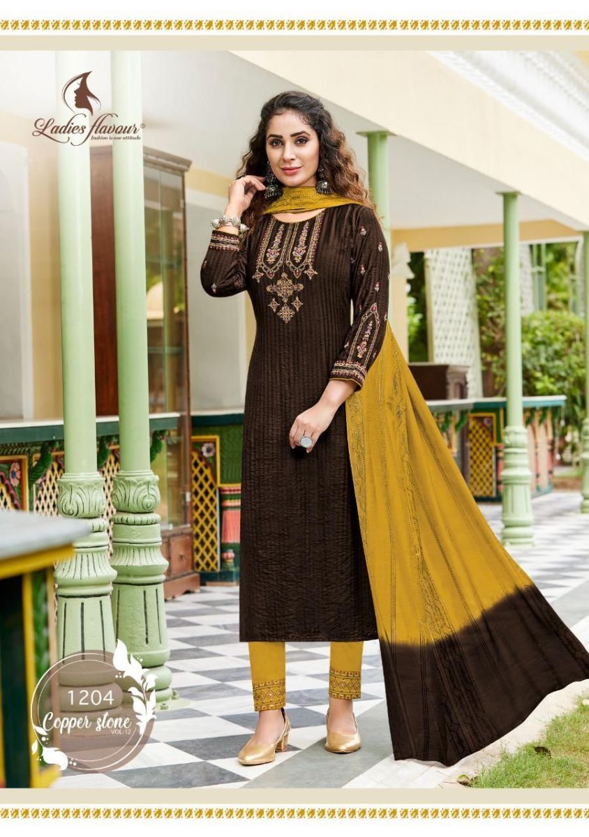 LADIES-FLAVOUR-COPPER-STONE-VOL-12-KURTI-PANT-WITH-DUPATTA-AT-SURAT-4