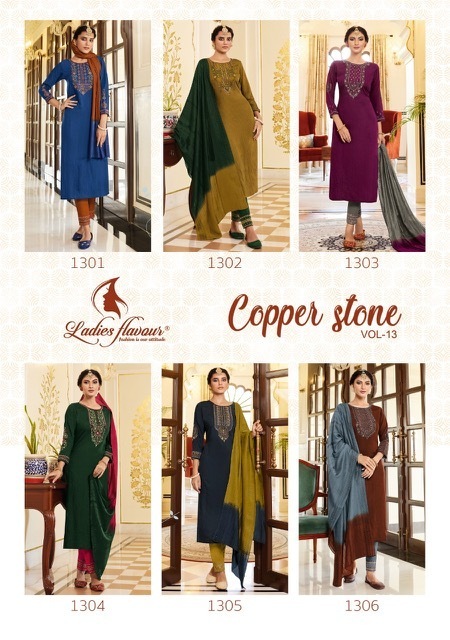 LADIES-FLAVOUR-COPPER-STONE-VOL-13-KURTI-PANT-WITH-DUPATTA-WHOLESALER-4