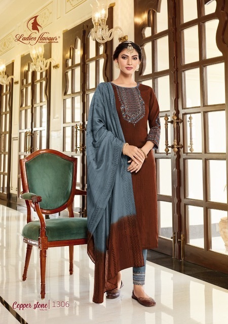 LADIES-FLAVOUR-COPPER-STONE-VOL-13-KURTI-PANT-WITH-DUPATTA-WHOLESALER-7