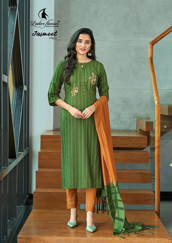 LADIES-FLAVOUR-JASMEET-VOL-3-RAYON-STRIP-KURTI-WHOLESALER-6