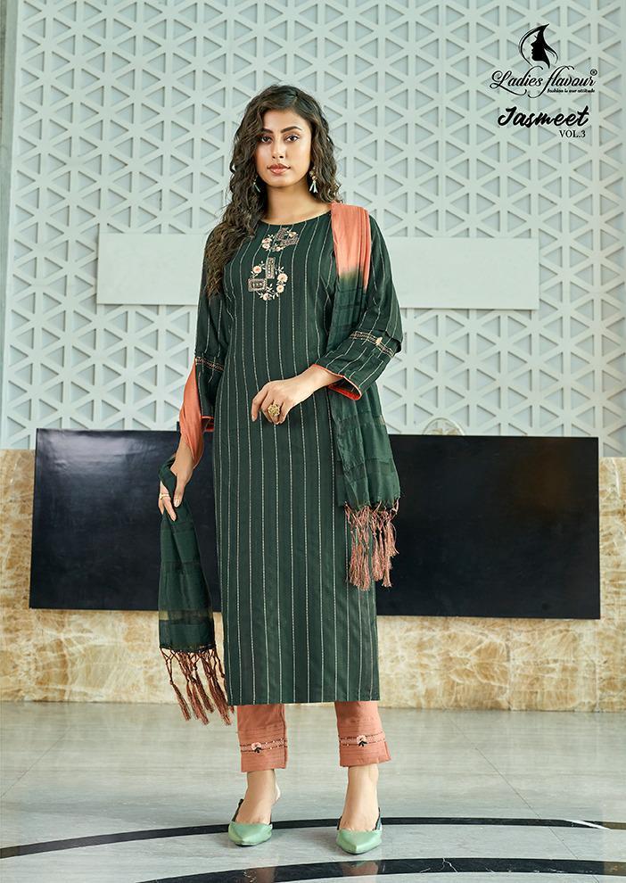 LADIES-FLAVOUR-JASMEET-VOL-3-RAYON-STRIP-KURTI-WHOLESALER-7