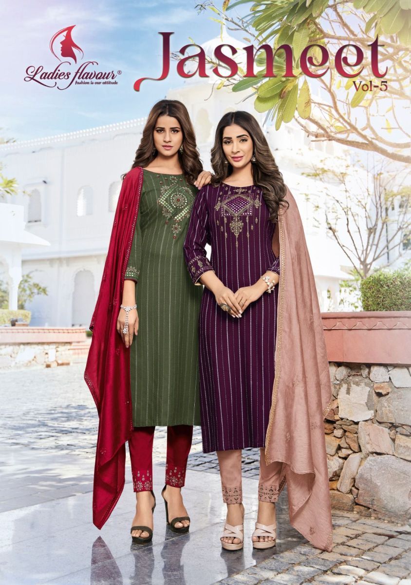 LADIES-FLAVOUR-JASMEET-VOL-5-KURTI-PANT-WITH-DUPATTA-WHOLESALER-SURAT-1