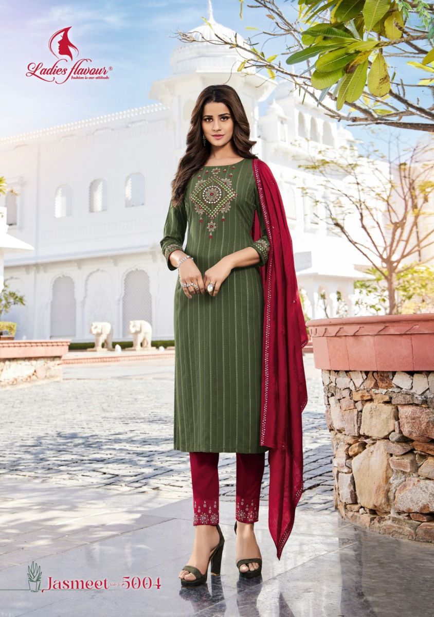 LADIES-FLAVOUR-JASMEET-VOL-5-KURTI-PANT-WITH-DUPATTA-WHOLESALER-SURAT-2