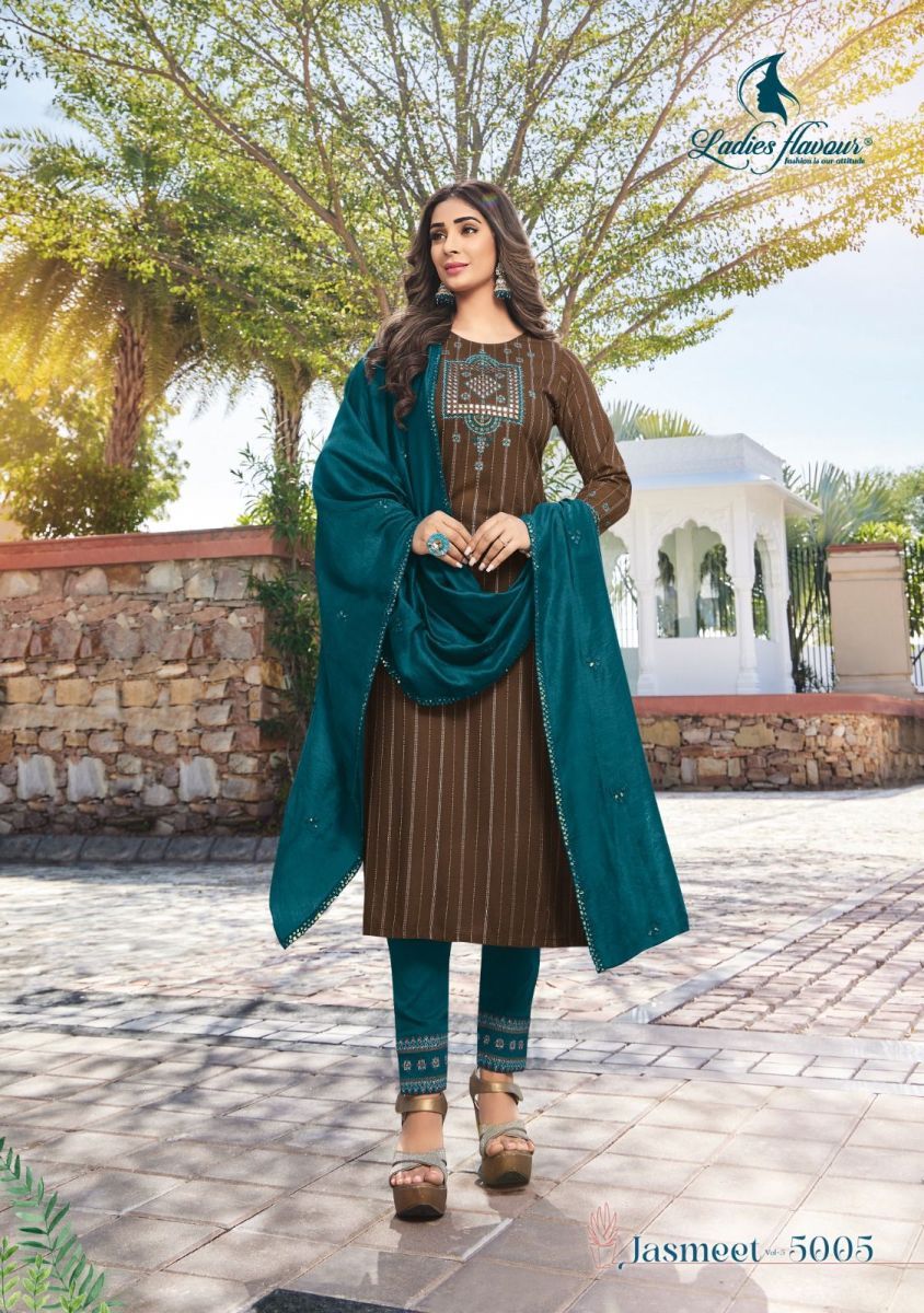LADIES-FLAVOUR-JASMEET-VOL-5-KURTI-PANT-WITH-DUPATTA-WHOLESALER-SURAT-4
