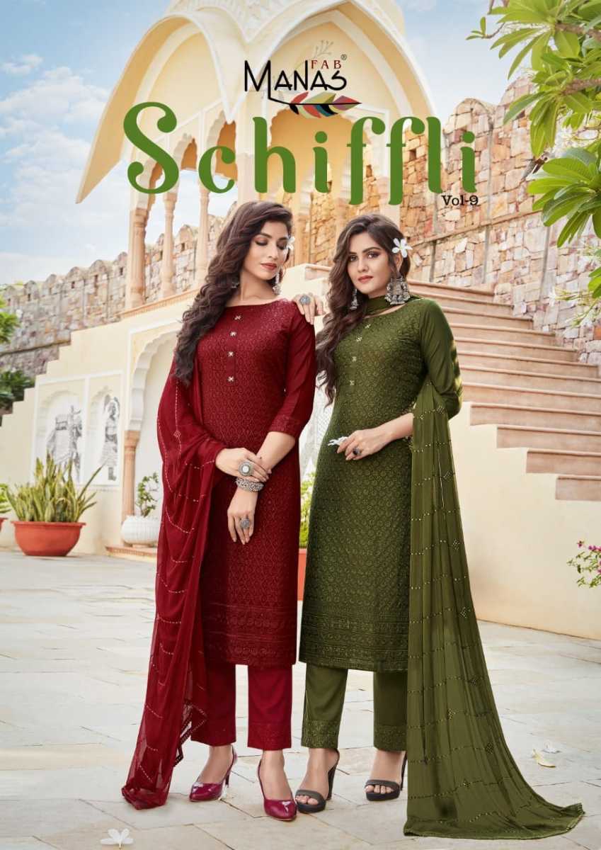 MANAS-FAB-SCHIFFLI-VOL-9-FANCY-TOP-PANT-WIRH-DUPATTA-AT-WHOLESALE-SURAT-1