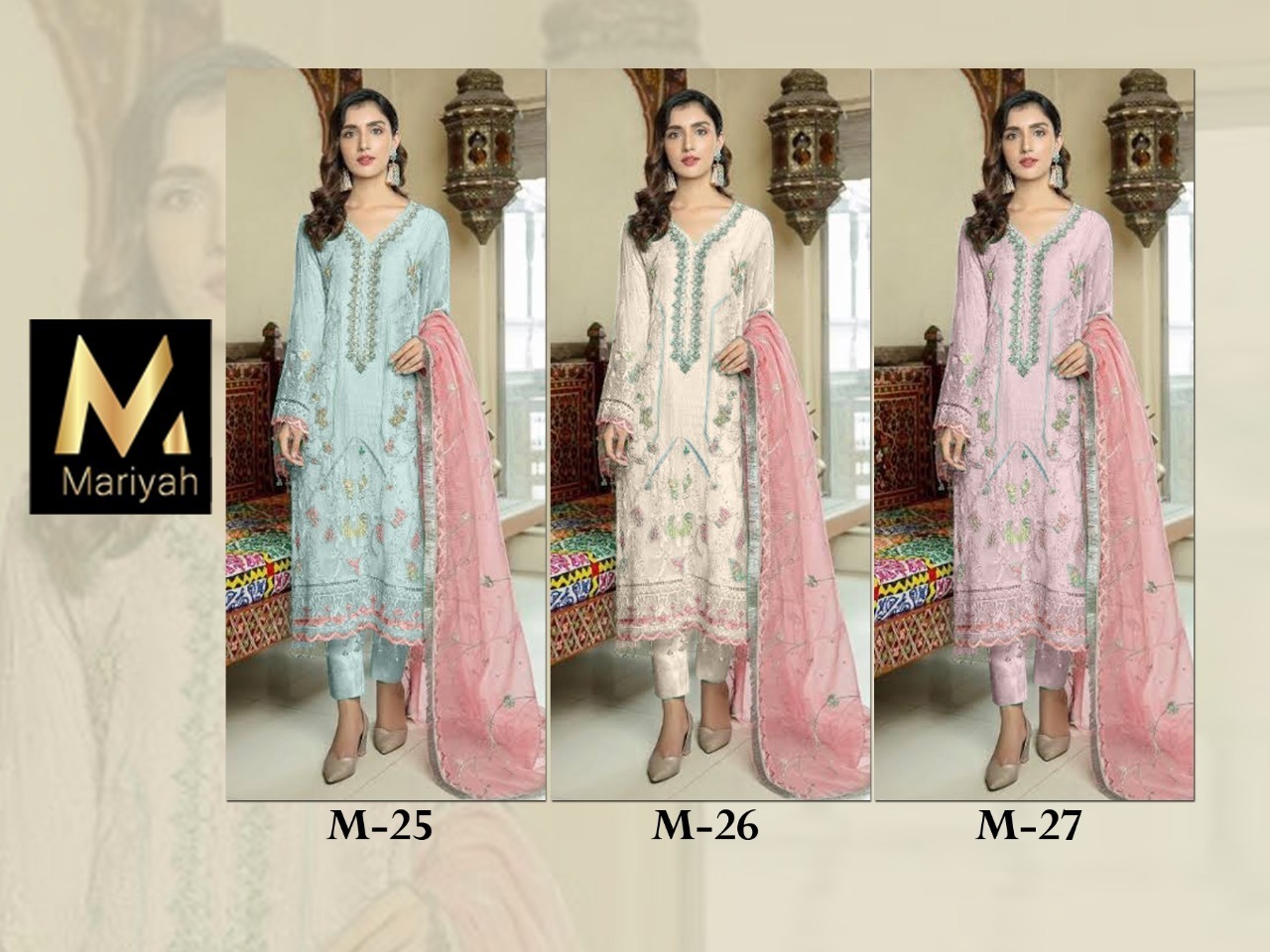 MARIYAH-DESIGNER-M-25-TO-M-27-SERIES-FOUX-GEORGETTE-PAKISTANI-SUITS-CATALOGUE-1