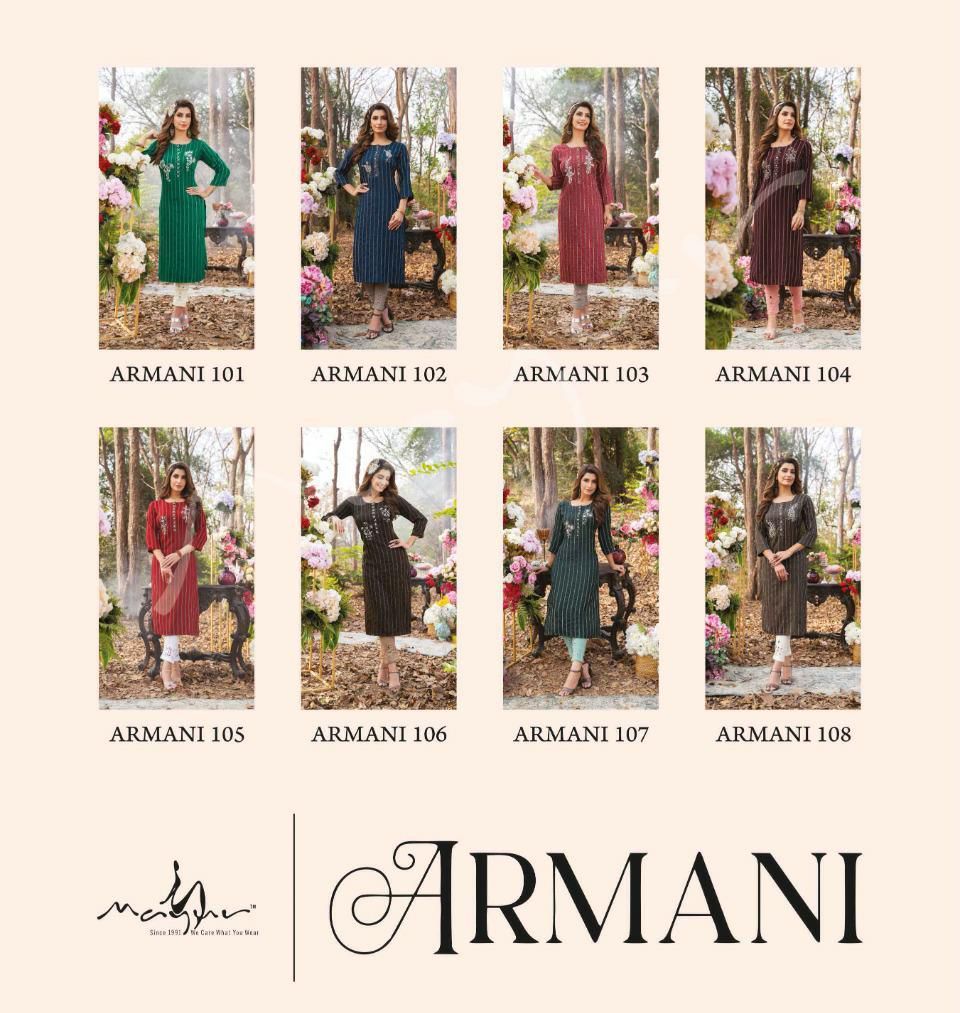 MAYUR-ARMANI-REYON-HANDWORK-FANCY-KURTI-WITH-PANT-WHOLESALER-SURAT-1