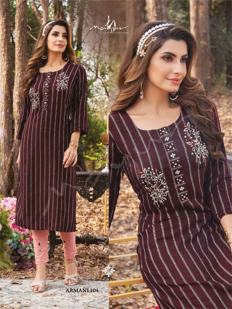 MAYUR-ARMANI-REYON-HANDWORK-FANCY-KURTI-WITH-PANT-WHOLESALER-SURAT-2