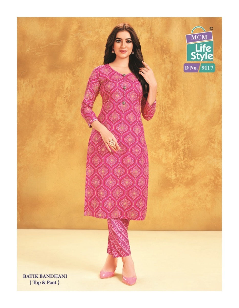 MCM-LIFE-STYLE-BATIK-BANDHANI-CAMBRIC-COTTON-KURTI-WITH-PANT-WHOLESALER-11