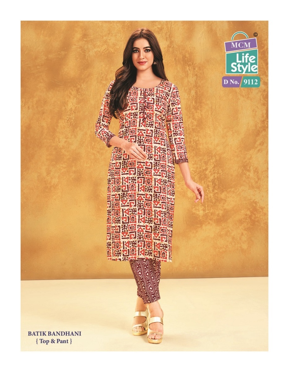 MCM-LIFE-STYLE-BATIK-BANDHANI-CAMBRIC-COTTON-KURTI-WITH-PANT-WHOLESALER-12