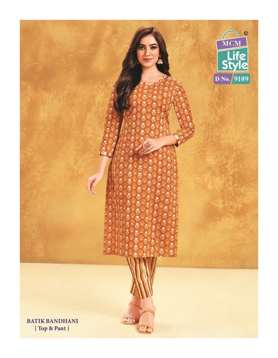 MCM-LIFE-STYLE-BATIK-BANDHANI-CAMBRIC-COTTON-KURTI-WITH-PANT-WHOLESALER-3