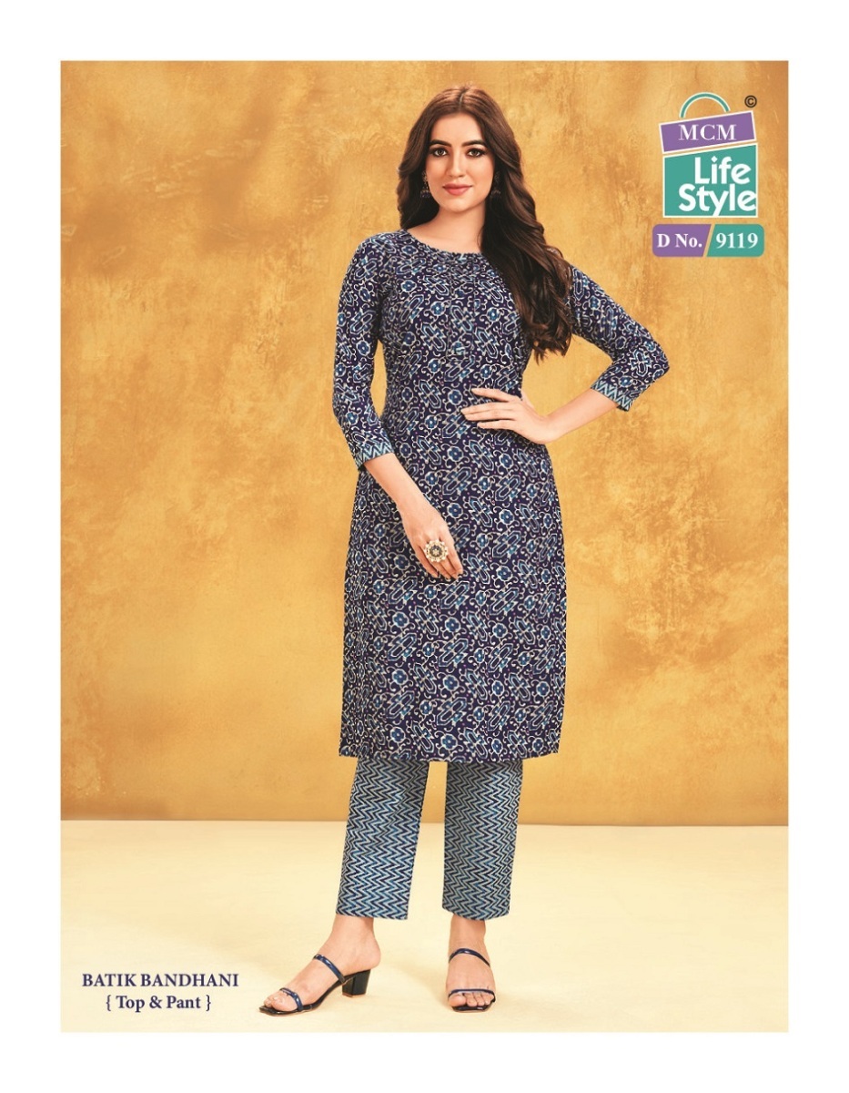 MCM-LIFE-STYLE-BATIK-BANDHANI-CAMBRIC-COTTON-KURTI-WITH-PANT-WHOLESALER-5