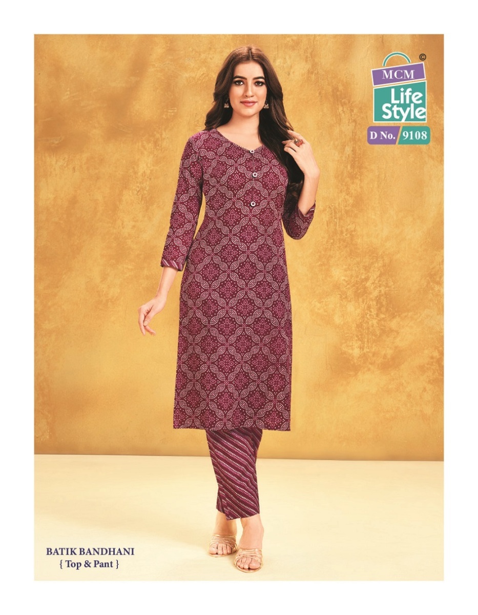 MCM-LIFE-STYLE-BATIK-BANDHANI-CAMBRIC-COTTON-KURTI-WITH-PANT-WHOLESALER-6