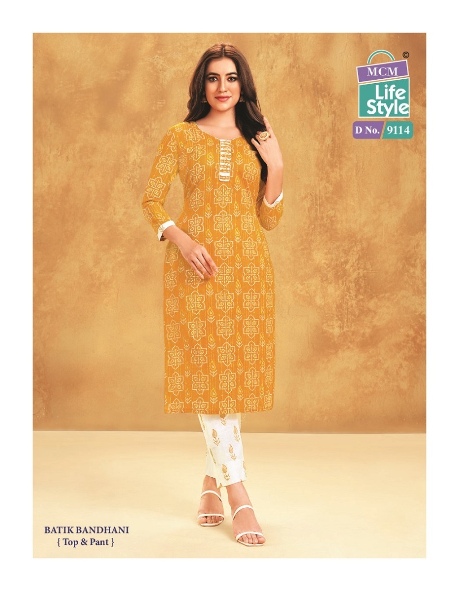 MCM-LIFE-STYLE-BATIK-BANDHANI-CAMBRIC-COTTON-KURTI-WITH-PANT-WHOLESALER-7