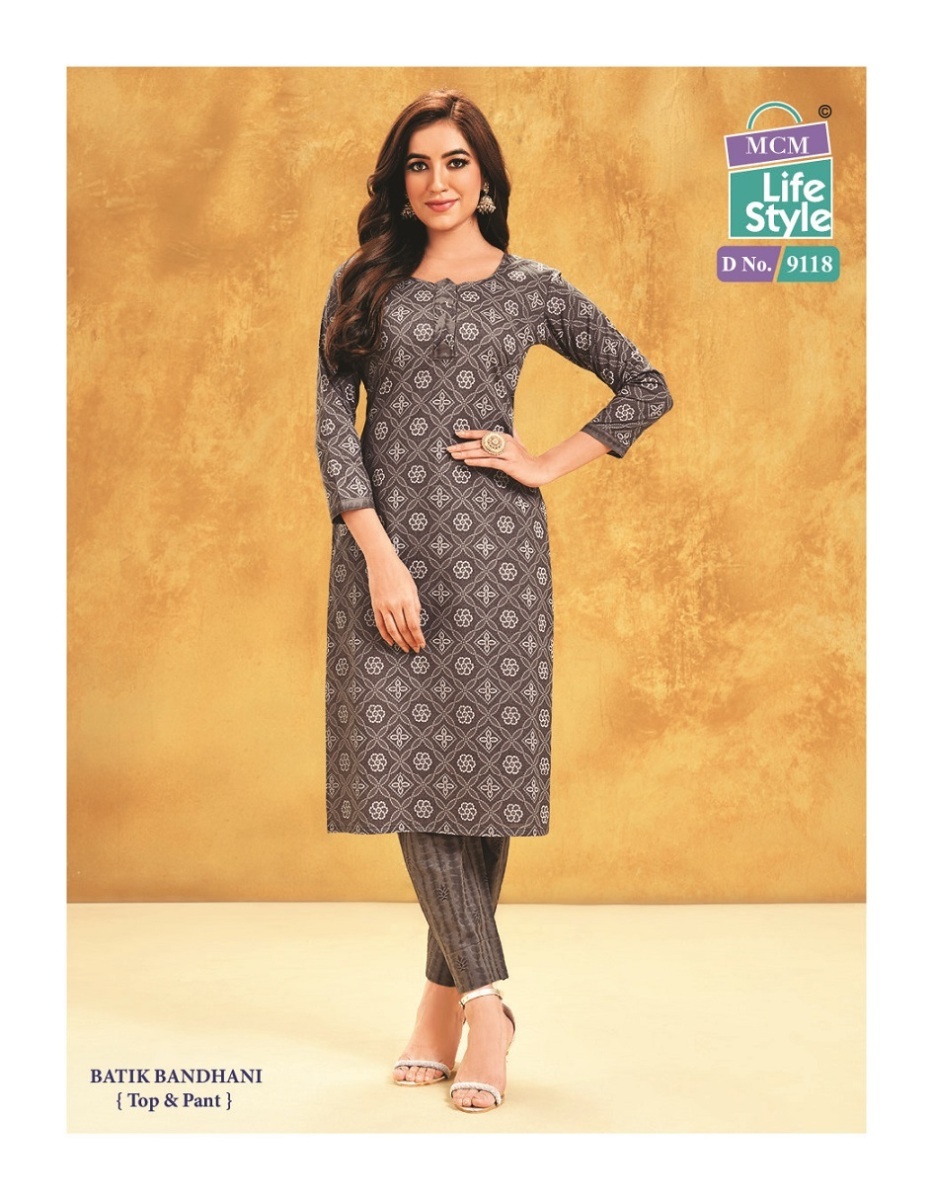 MCM-LIFE-STYLE-BATIK-BANDHANI-CAMBRIC-COTTON-KURTI-WITH-PANT-WHOLESALER-9