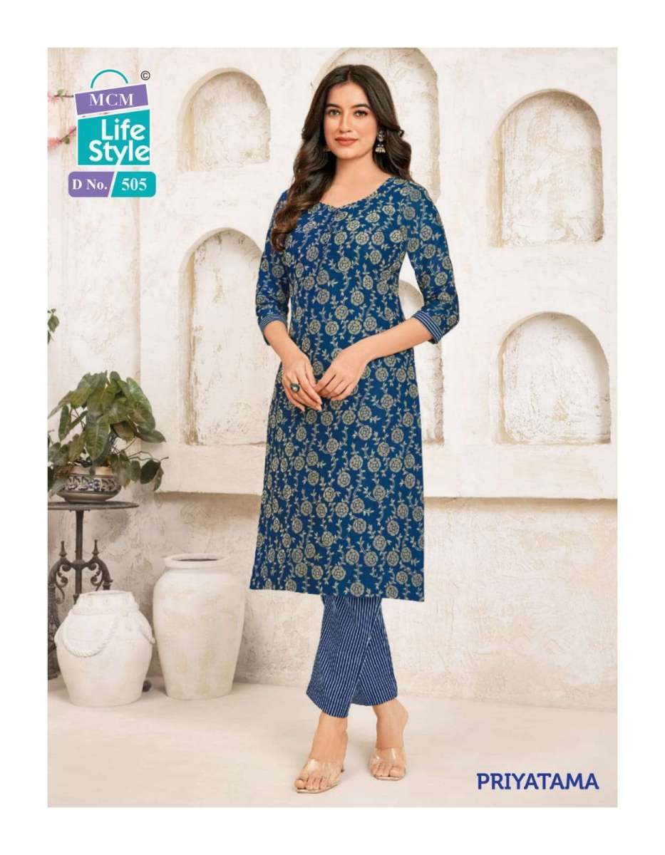 MCM-LIFESTYLE-PRIYATAMA-VOL-5-COTTON-PRINT-KURTI-WITH-PANT-NEW-CATALOGUE-9